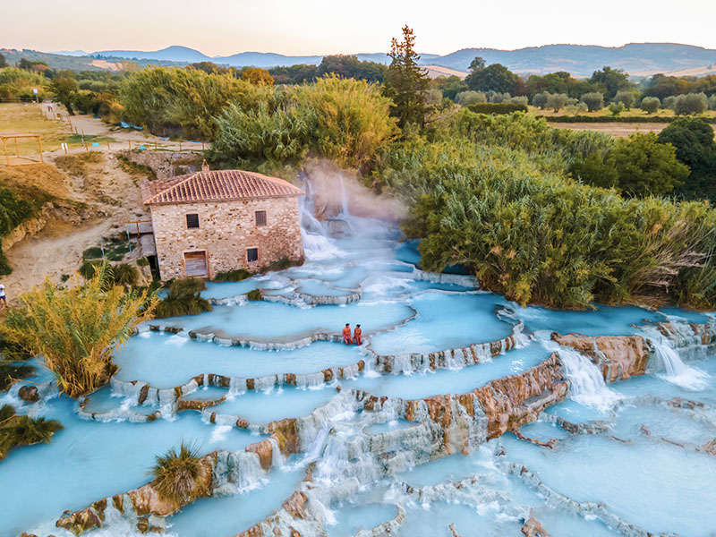 Natural spa with waterfalls and hot springs at Saturnia, Grosseto, Tuscany