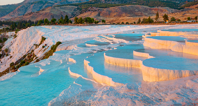 Pamukkale travertine terraces and natural hot spring