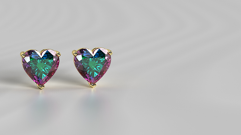 Color changing alexandrite stud earrings