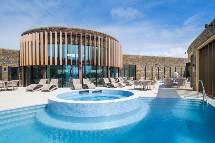 spa and outdoor pool at the headland spa hotel uk