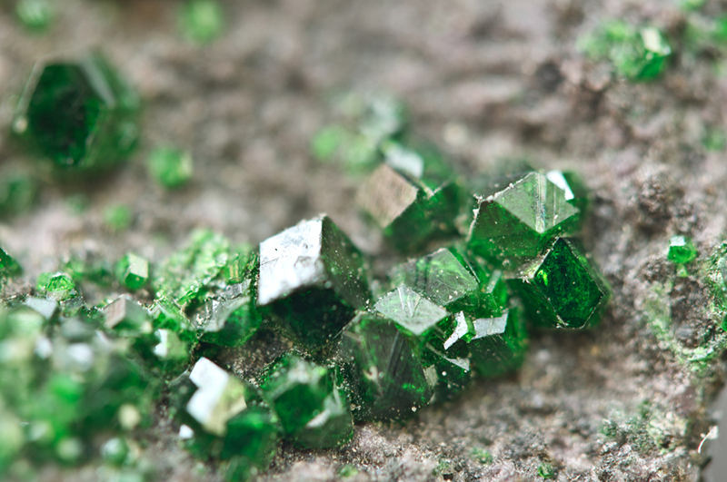 Uvarovite is a chromium-bearing garnet group species