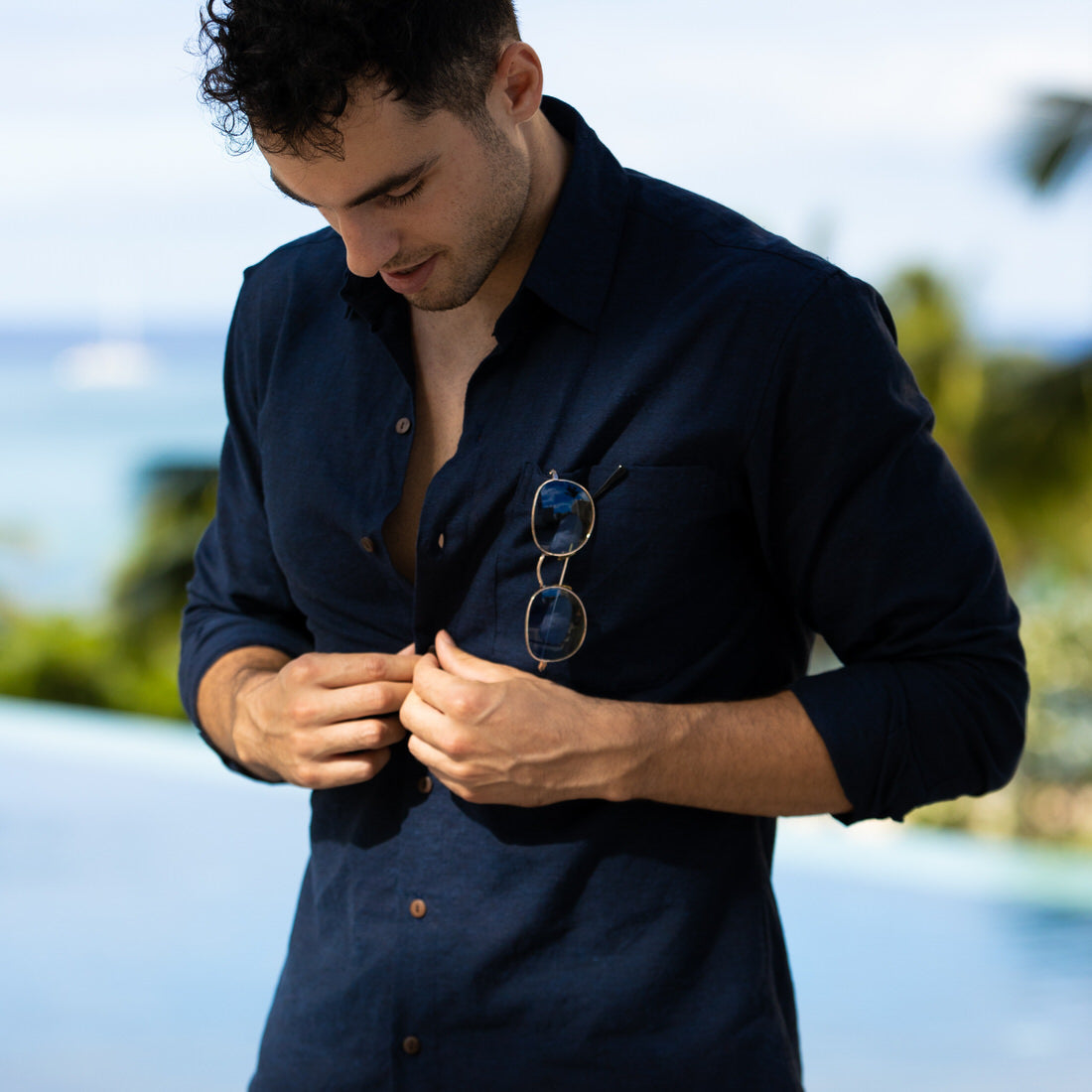 Men's navy hemp shirt - how to look expensive on a budget