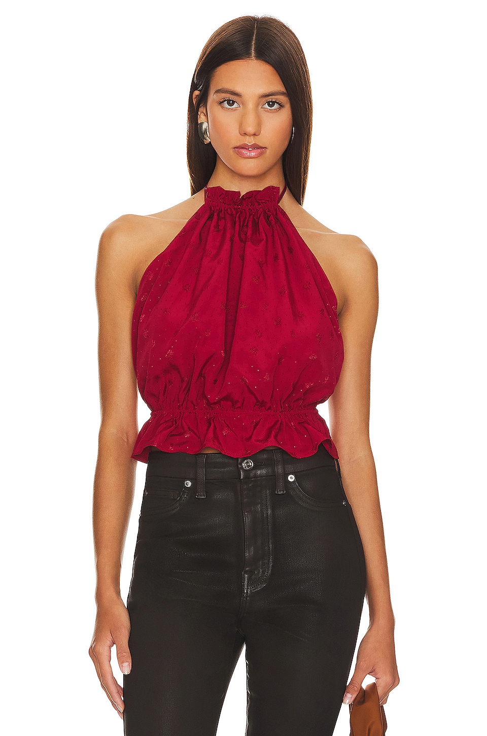 Red sleeveless top