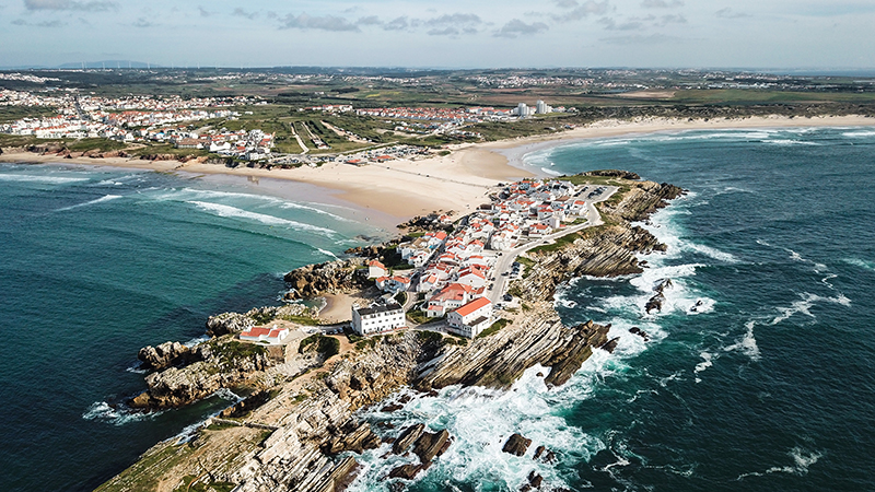View of the island of Baleal near Peniche on the Atlantic coast of Portugal
