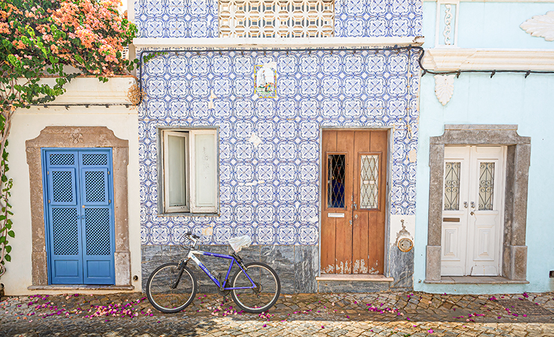 Tiled facades in Tavira, Portugal