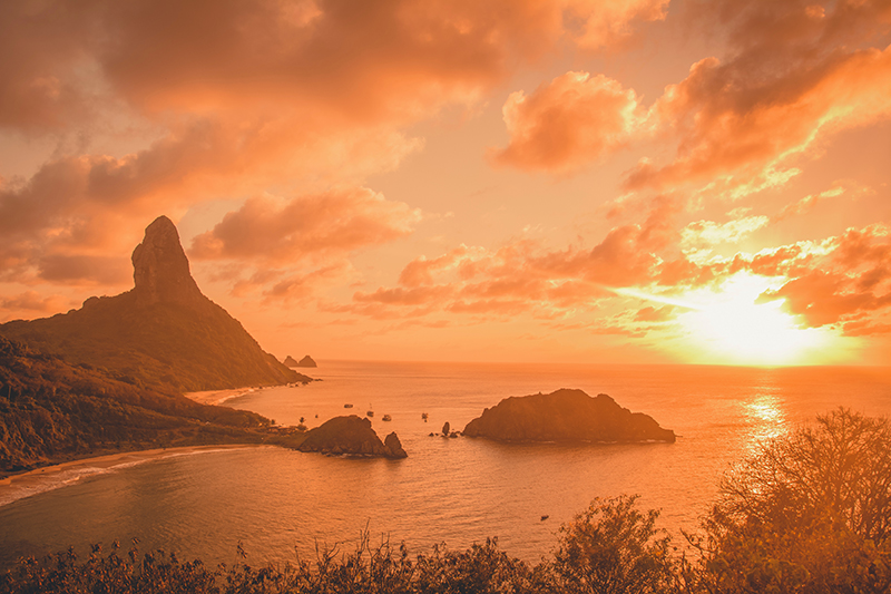 Fernando de Noronha archipelago at sunset