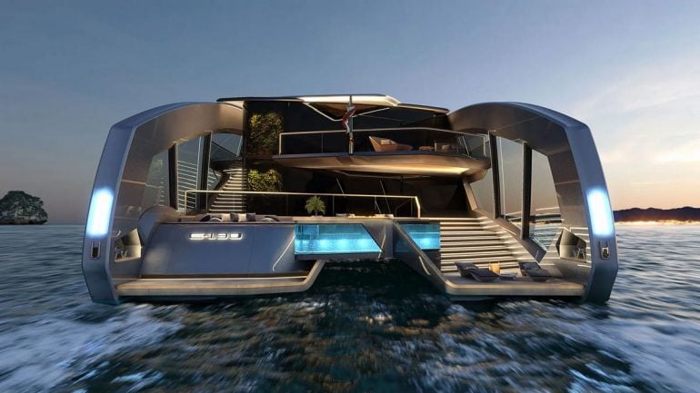 Откройте для себя потрясающий 142-футовый катамаран Tecnomar: роскошную плавучую виллу в Дубае!