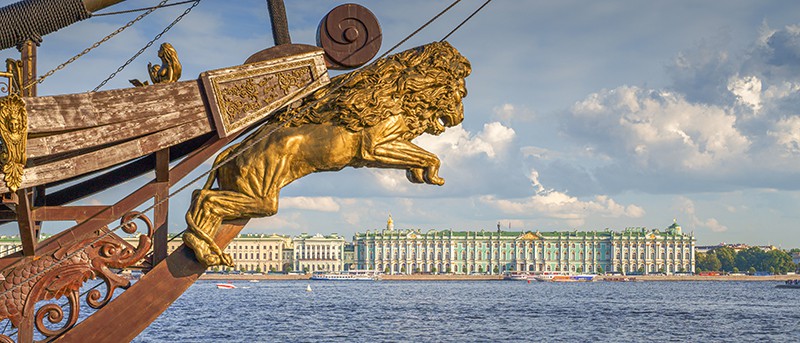 The Hermitage museum in St Petersburg and the Neva river