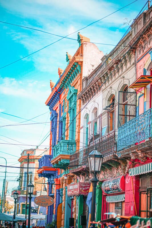 Vibrant building facades in Buenos Aires