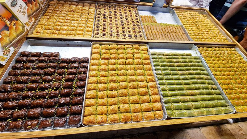 Turkish sweets in an Istanbul market