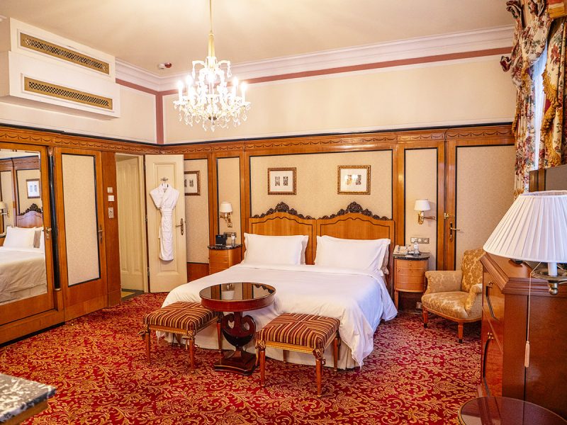 The spacious bedroom of our Opera Suite