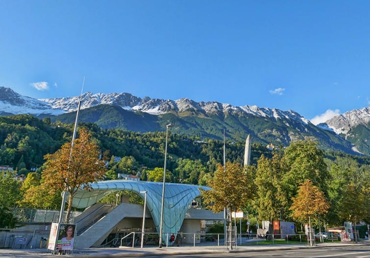 Ski lift designed by Zaha Hadid in Innsbruck, Austria