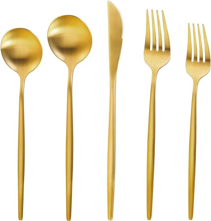 Golden cutlery tableware set