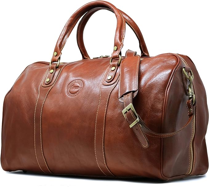 Leather weekender travel bag