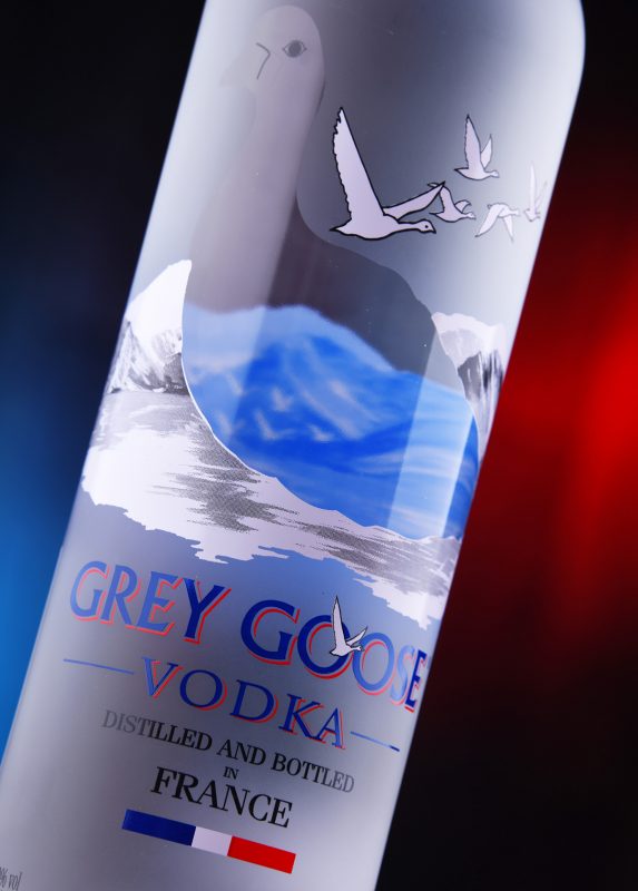 Bottle of Grey Goose French vodka