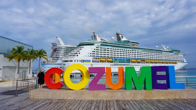 Royal Caribbean cruise ships docked in Cozumel cruise port