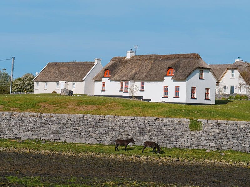 Ballyvaughan village thatched cottages