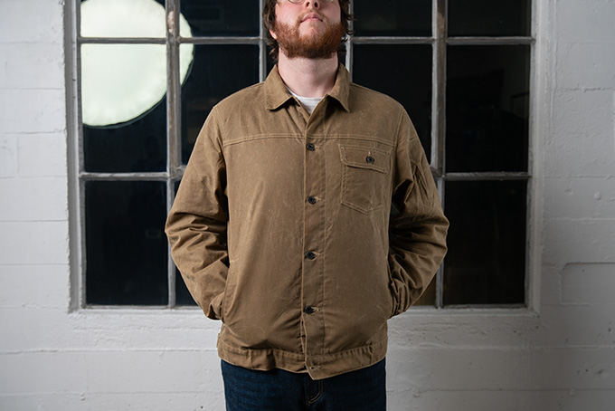 Flint and Tinder Flannel Lined Waxed Trucker Jacket F 1 24 1