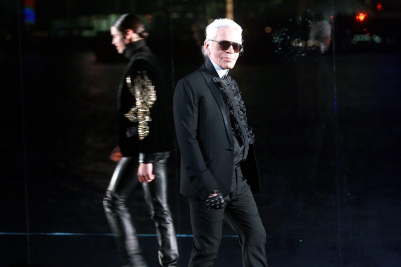 The late fashion designer Karl Lagerfeld at a Chanel fashion show