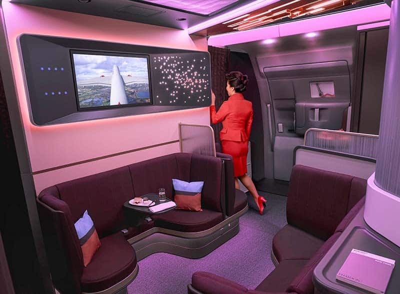 The Loft lounge on board the Virgin Atlantic A350