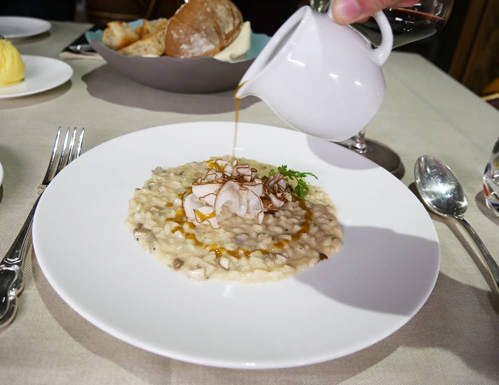 Risotto dish at GLAM Restaurant in the luxurious Palazzo Venart, Venice, Italy