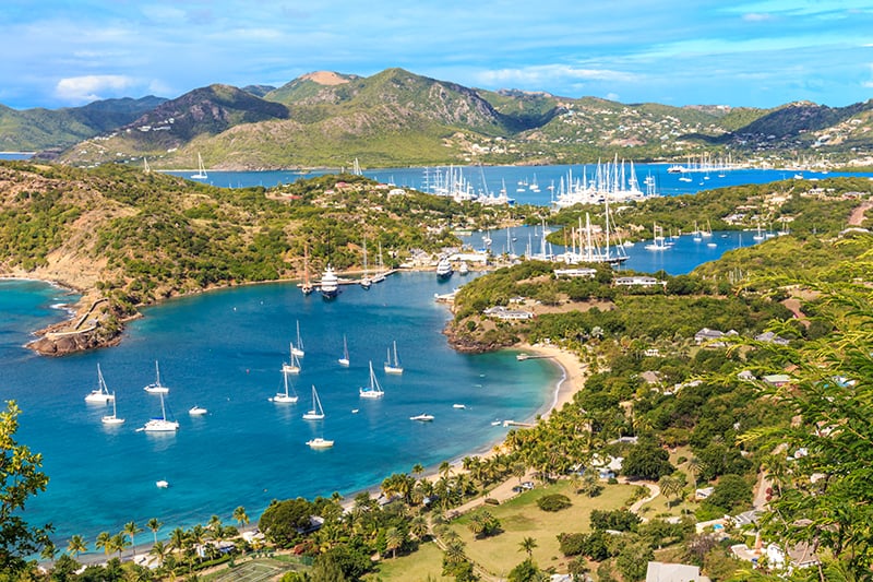 Antigua Bay, view from Shirley Heights, Antigua, West Indies, Caribbean