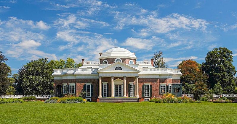 Monticello, the former home of President Thomas Jefferson in Albemarle County