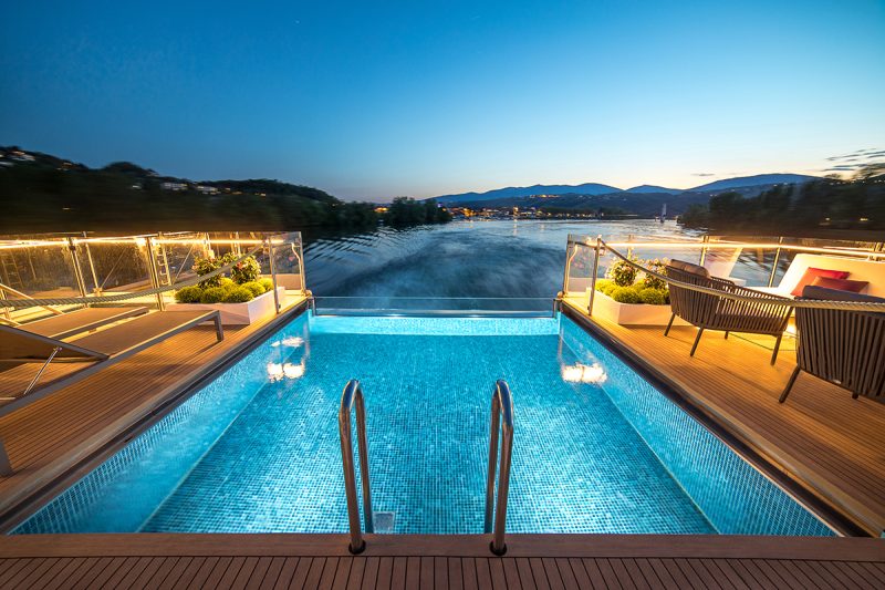 MS Amadeus Provence infinity pool at night