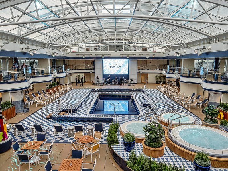 The retractable roof of The Pavilion