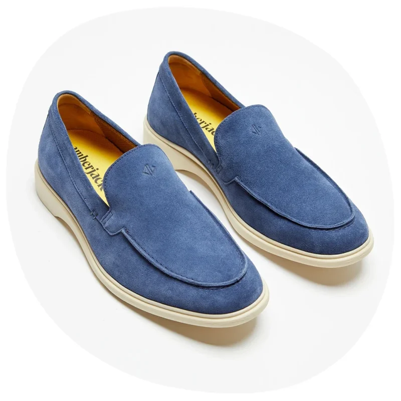 Cobalt blue suede loafers