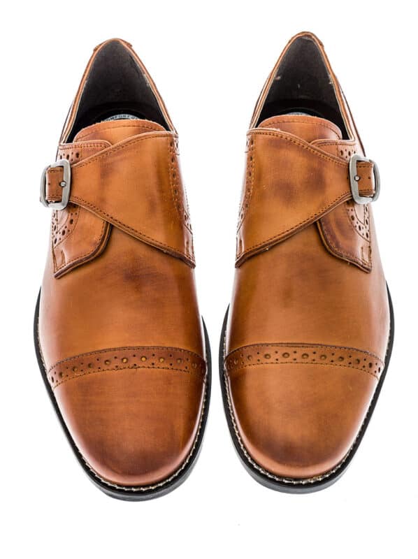 A pair of Monk single strap cap toe dress shoes