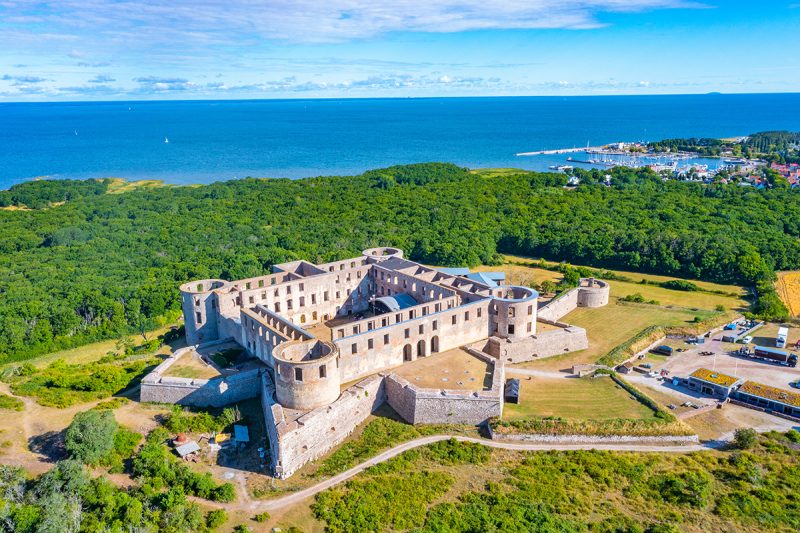 Aerial view of Borgholm castle in Sweden