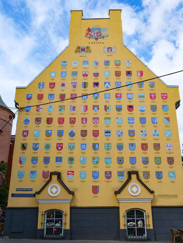 Latvian coats of arms mural in Riga