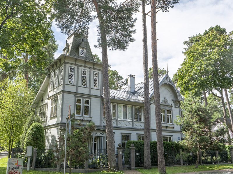 A traditional wooden villa in Jurmala