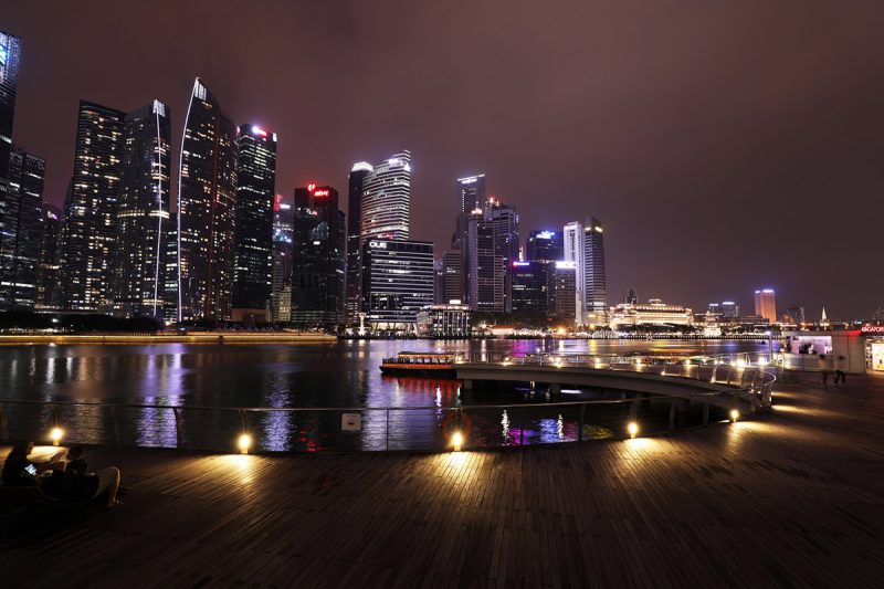 Skyscrapers in Singapore at night