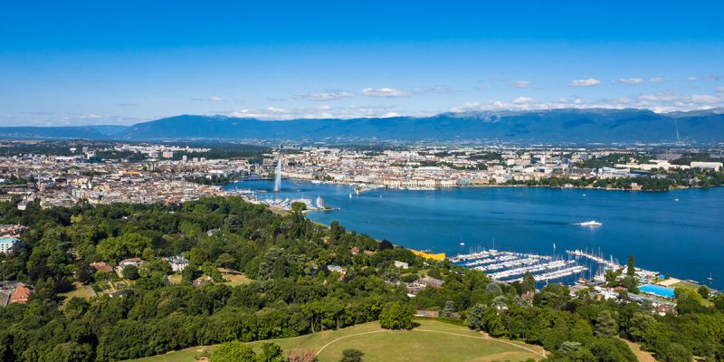 The shores of Lake Geneva in Switzerland