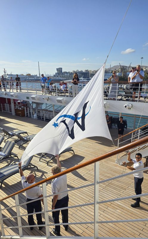 Hoisting the Windstar flag