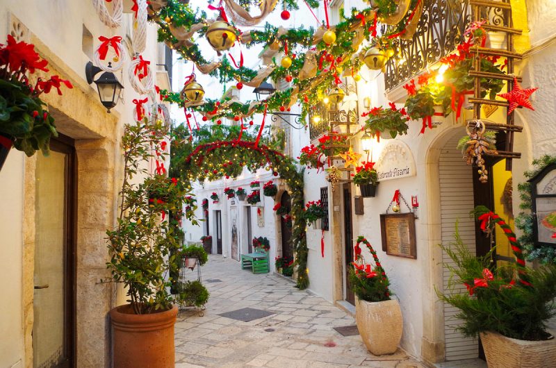 Locorotondo in Puglia, Italy at Xmas