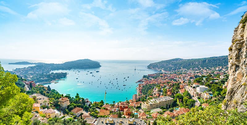 Aerial view of Villefranche sur Mer on the French Riviera coast