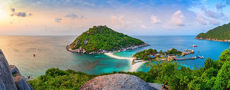 Panorama of Koh Nangyuan island, Surat Thani in Thailand