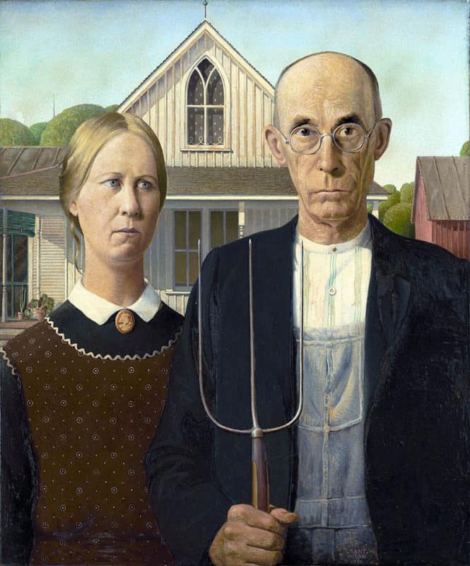 American Gothic by Grant Wood - most famous American paintings