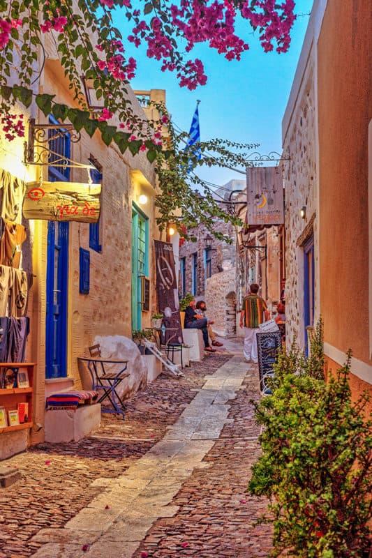 Siros island cobbled street