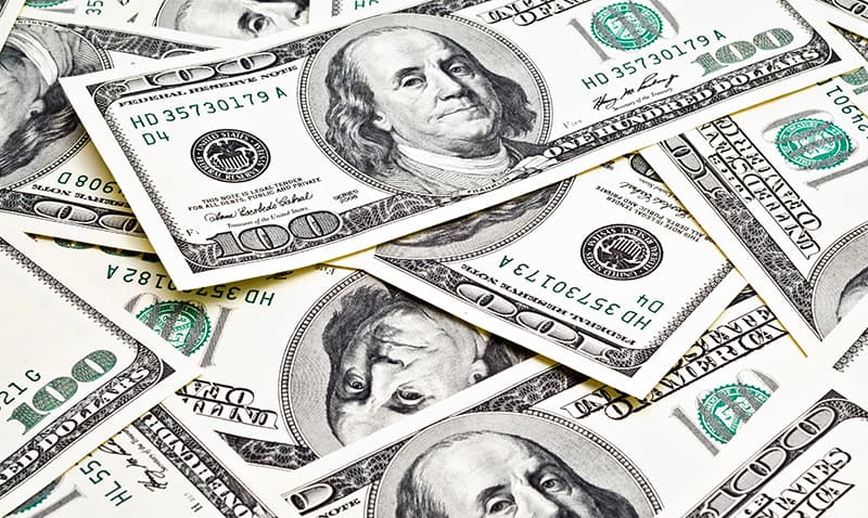 One hundred USD bank notes