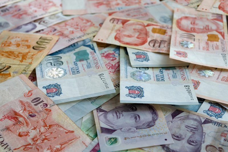 A range of Singapore dollar banknotes