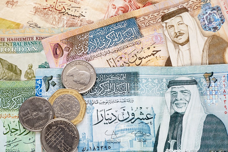 Jordanian dinar banknotes and coins