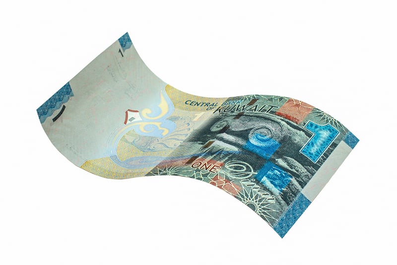 A Kuwaiti dinar bank note. Kuwaiti dinar is the national currency of Kuwait