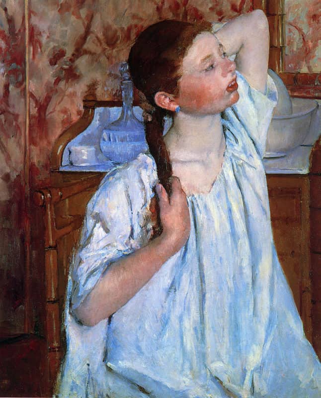 Girl Arranging Her Hair by Mary Cassatt, Public domain, via Wikimedia Commons