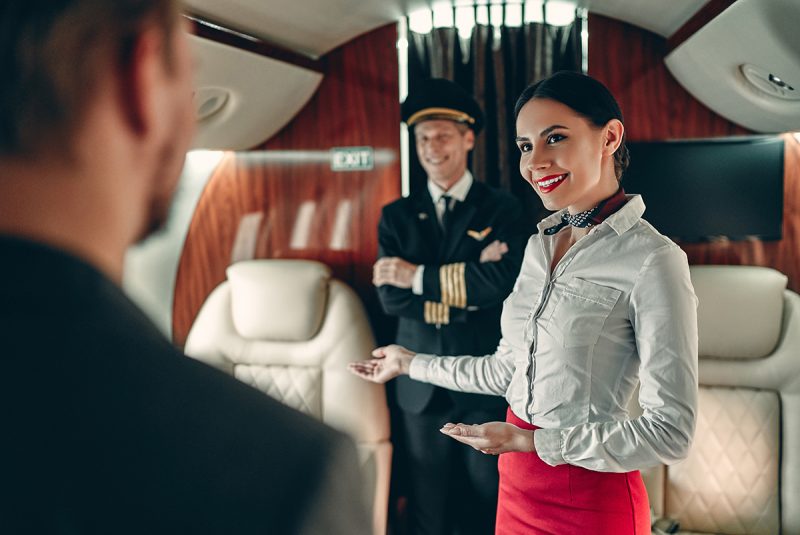 On board a private jet
