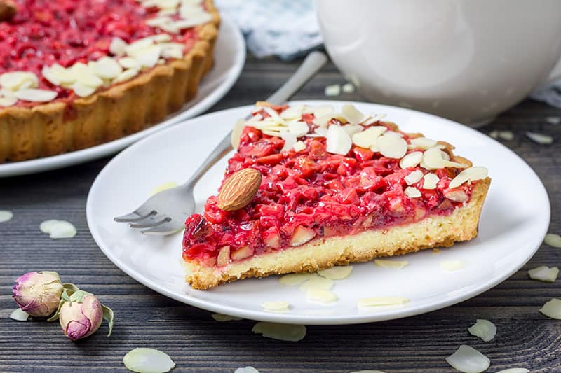 Homemade pink praline tart from Lyon