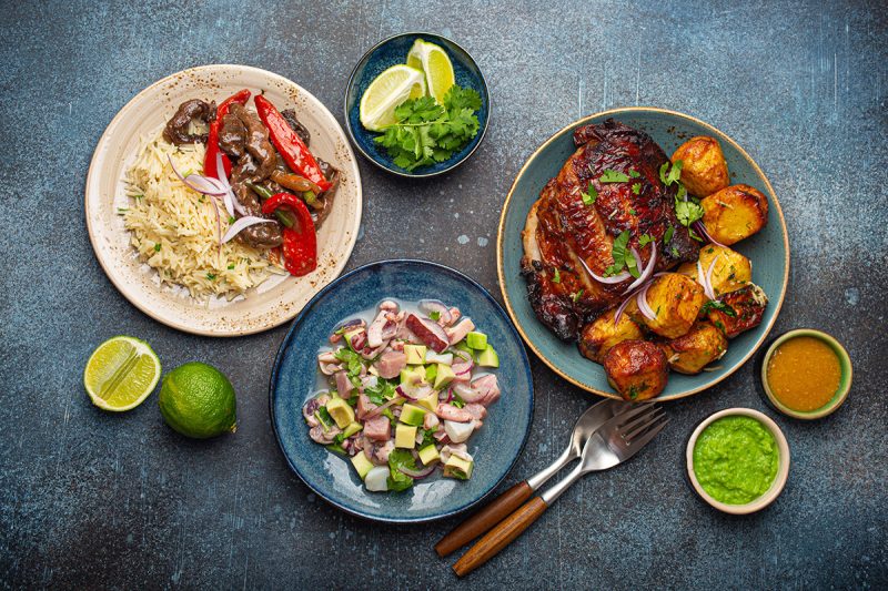A selection of popular Peruvian dishes